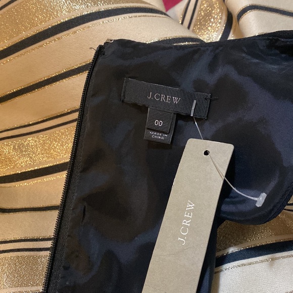 NWT! J. Crew Metallic Gold Stripe Fit Flare DRESS Sleeveless 00 NEW - Picture 11 of 12